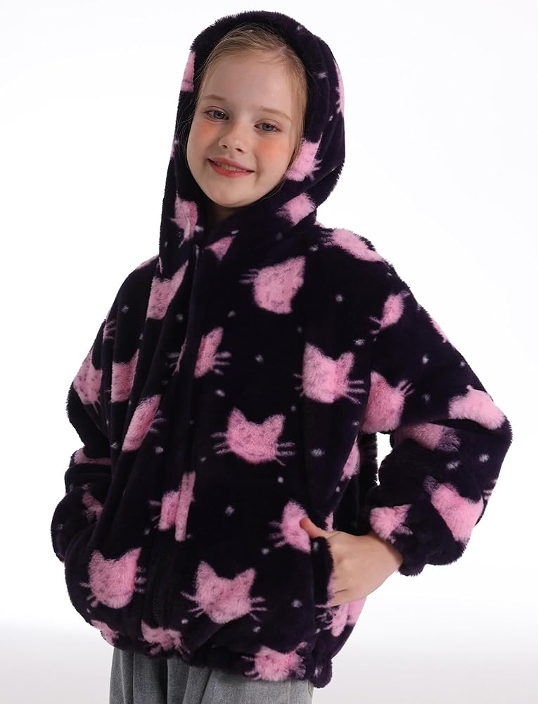 Anantty Kids Hooded Coat Colorful Rainbow Fleece Jacket Winter