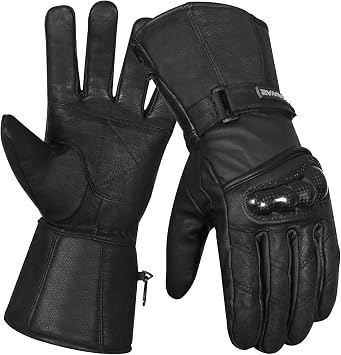 SAWANS Motorbike Motorcycle Gloves Leather Hard Knuckles Thinsulate Windproof Waterproof Protection Winter Summer Thermal Riding Gloves Men Women Outdoor Hiking Sports Bike