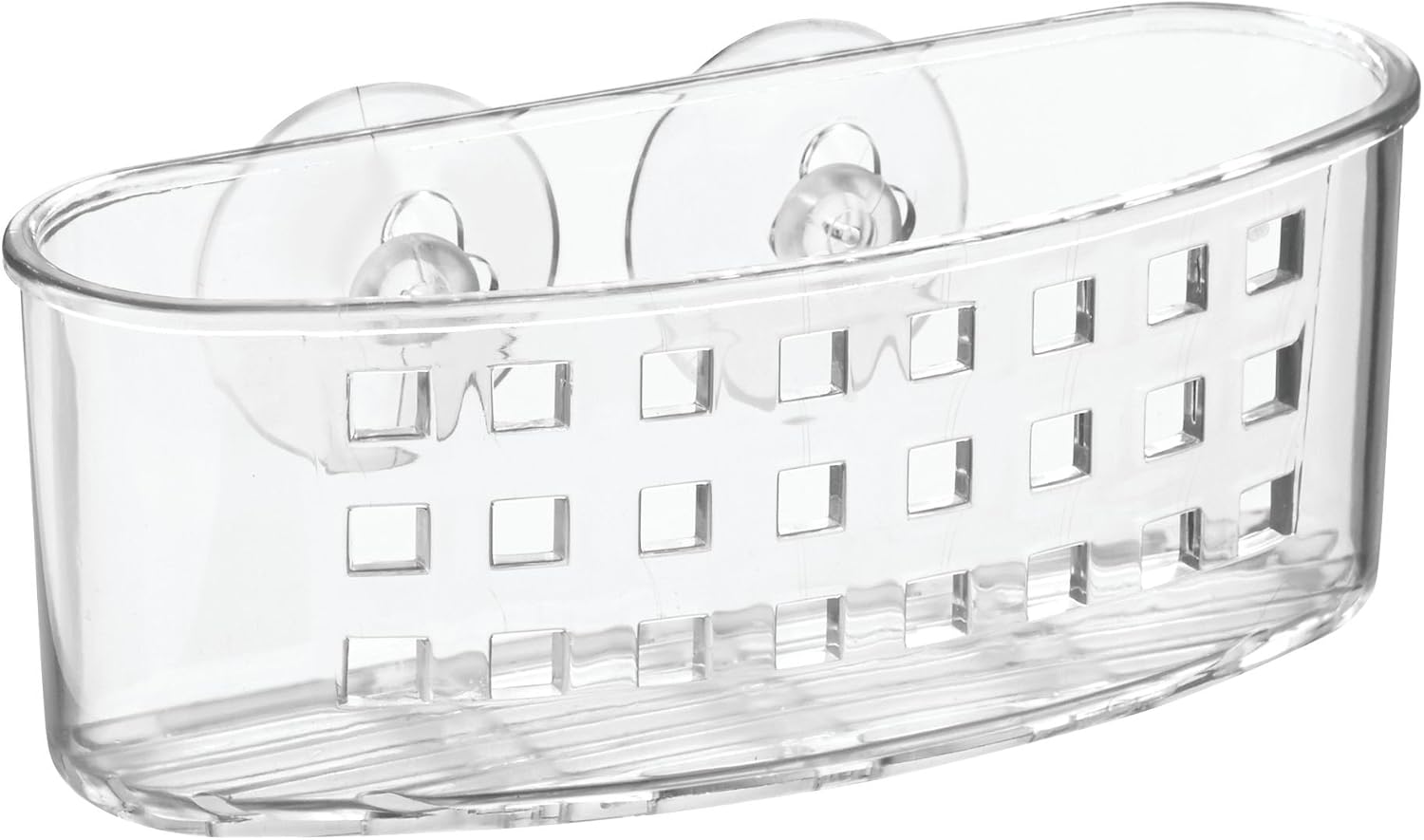 iDesign Plastic Sponge Holder Suction Cups Ideal for Kitchen Sinks and Bathroom Organization, 6.5" x 2.5" x 2.5", Clear