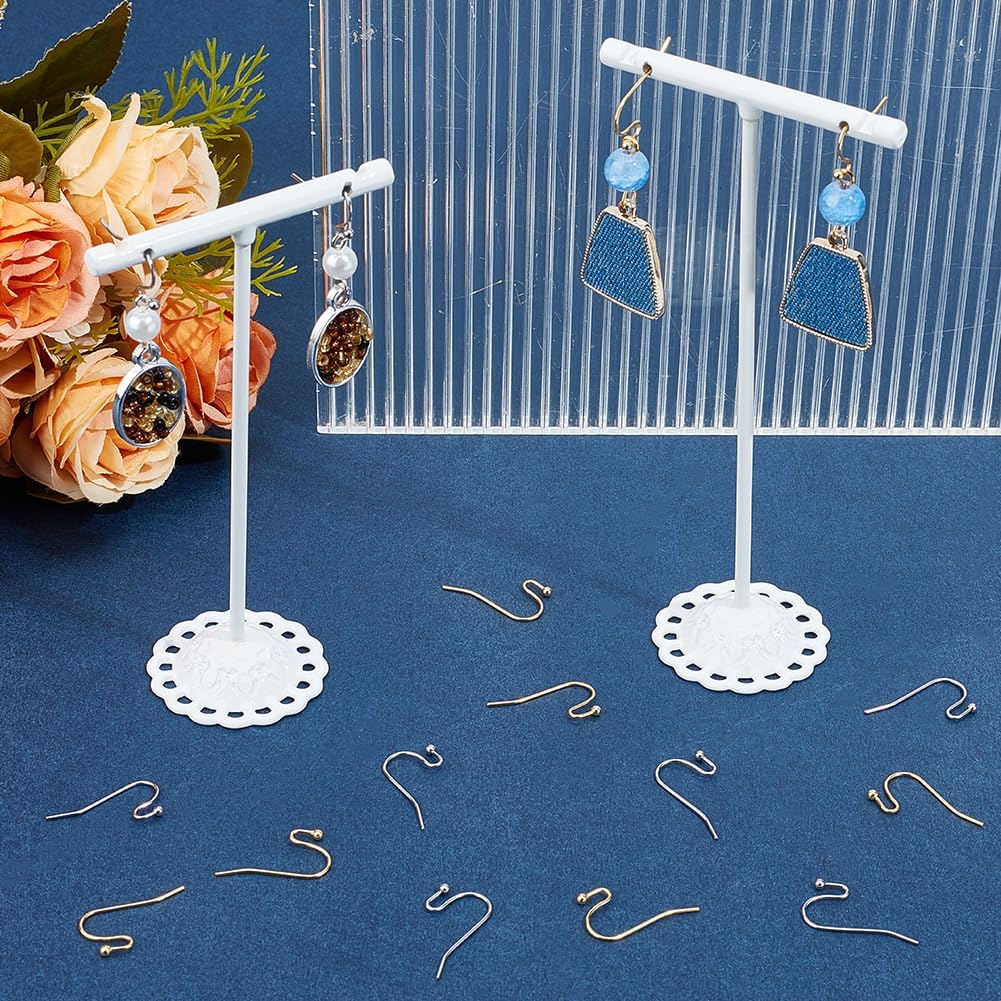 1 Box 200Pcs 2 Styles Fish Hook Earring Hooks Stainless Steel Earring Findings Bulk Gold French Ear Wires Silver Dangle Ball Dot Earring Wires for Jewelry Making Supplies DIY Craft Beginner image 4