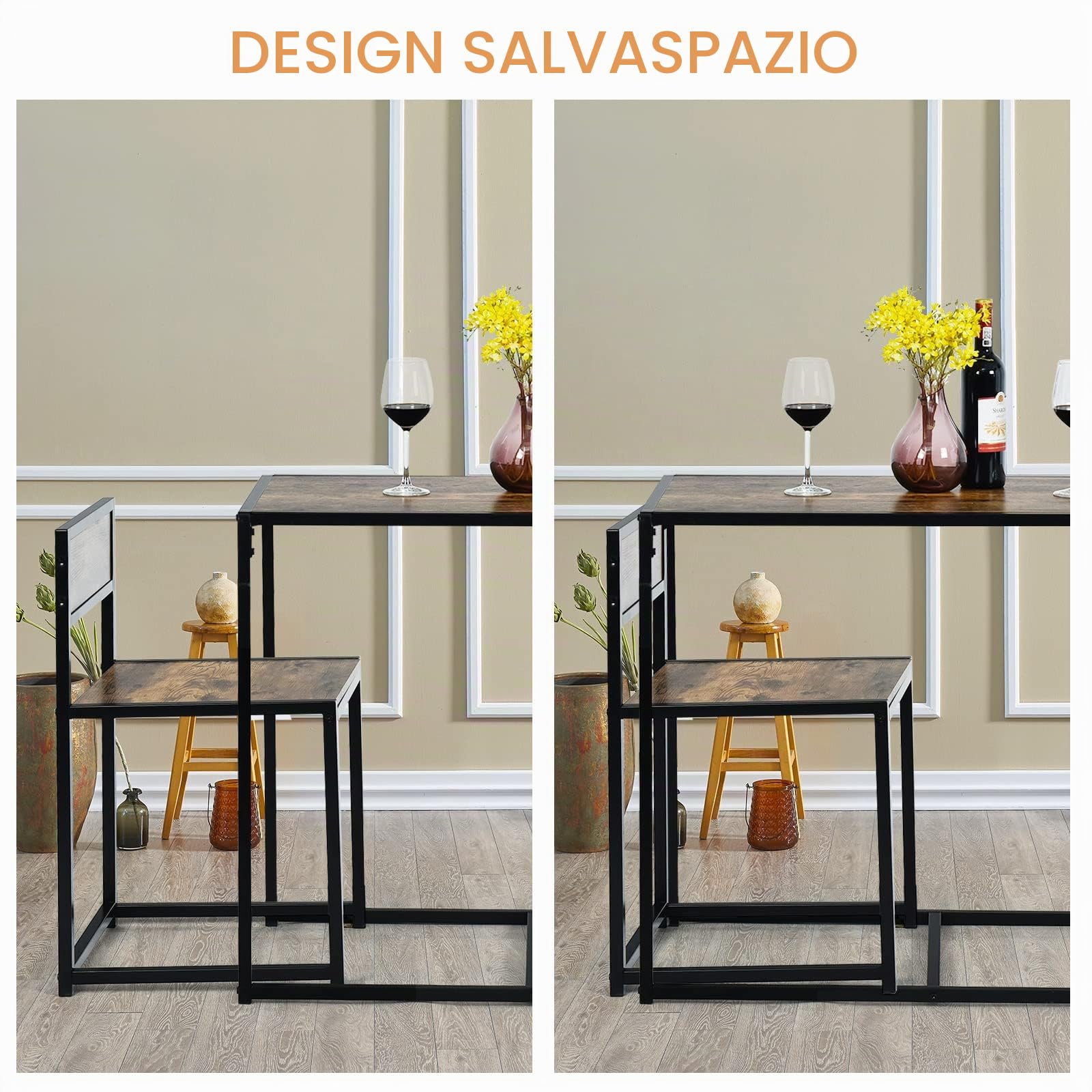 GIANTEX Set di Tavolo da Bar da 3 Pezzi, Set 3 Pezzi con 2 Sedie e Tavolo, Piccolo Tavolo da Cucina per 2 Persone, Tavolo da Bistrò, 3 Colori
