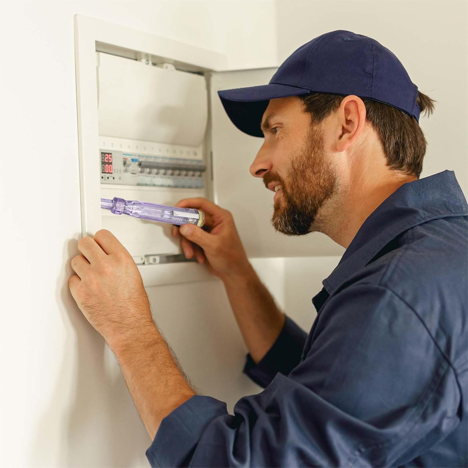 MECCANIXITY 2 Pcs Voltage Tester Pen, 3.6mm Flat Head Electrical Test Screwdriver, AC 100-500V Circuit Detector with Neon Light Indicator for Industrial and Home Circuit Testing,Clear, Purple