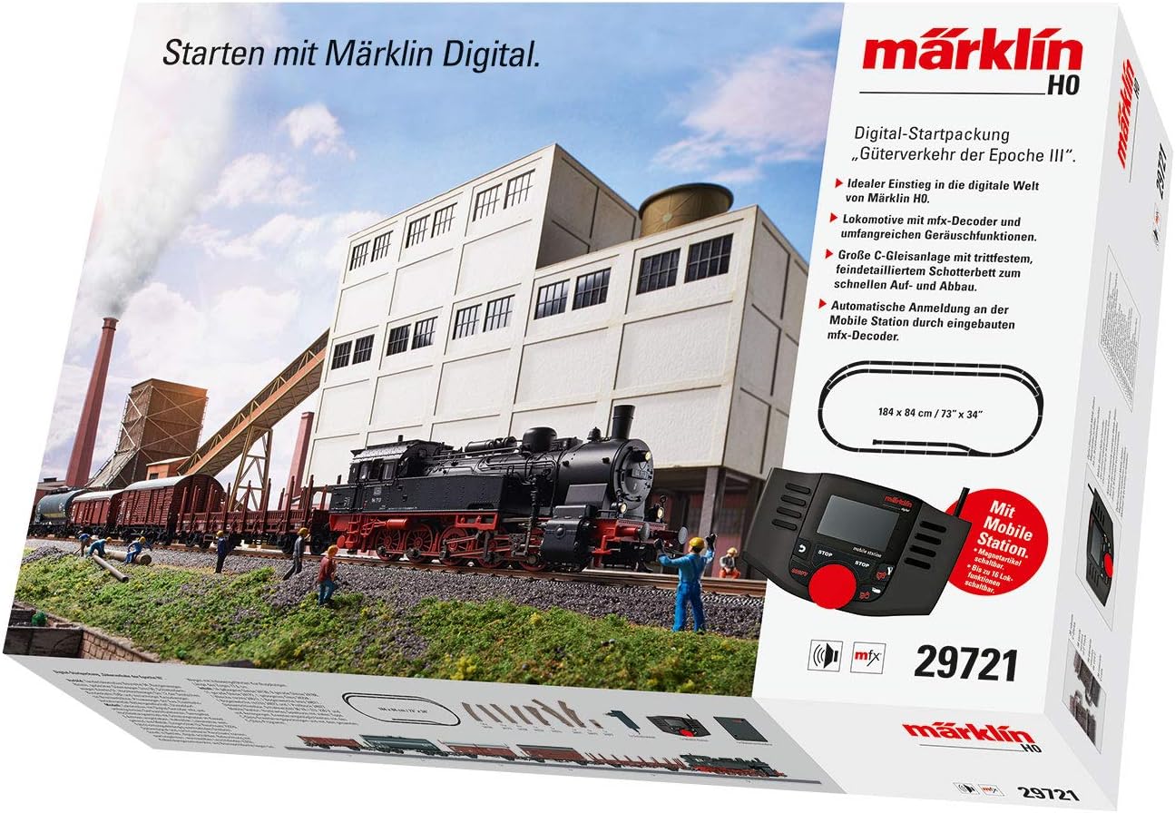 Märklin 29721 Freight Transport III Digital Starter Pack Passenger Train Era 6, Model Railway, Many Sound Functions with Mobile Station and C-Track Rails, Track H0