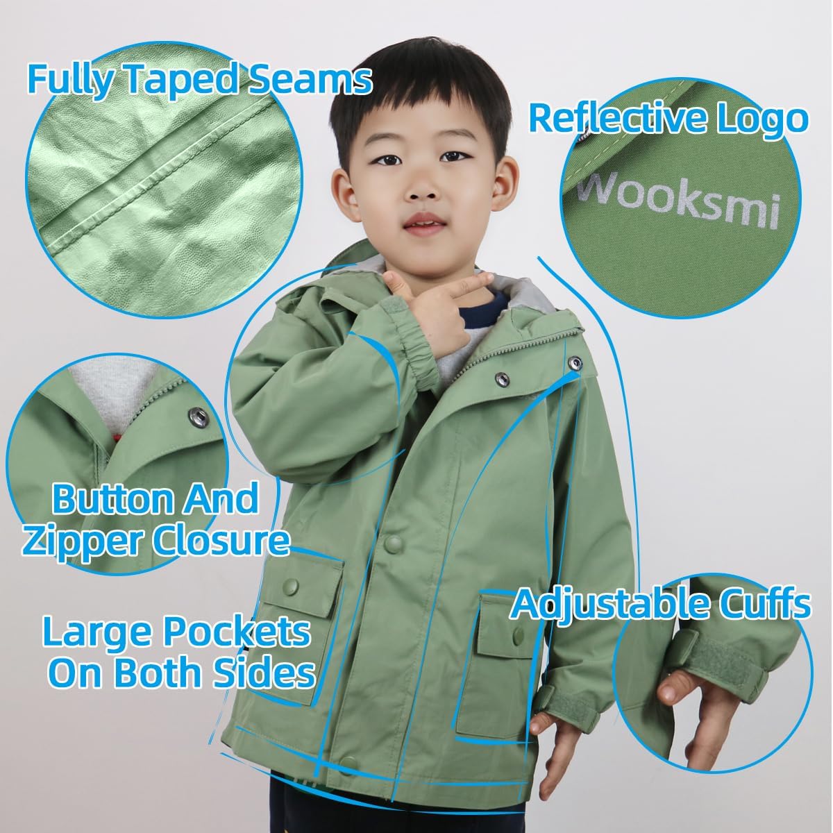 Kids Rain Jacket Boys Girls Lightweight Windbreaker With Hood Cotton Lined Waterproof Coat
