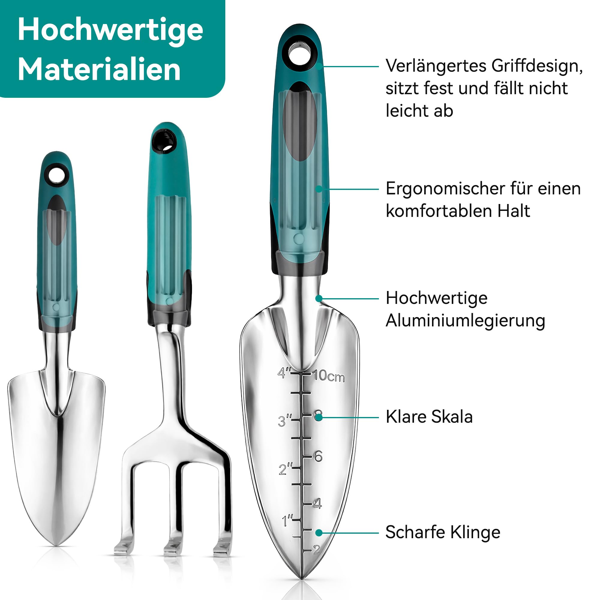 Novent Gartenwerkzeug Set, 7 Stück Gartenset aus Edelstahl, Gartenschaufel, Blumenschere, Handgrubber, Pflanzschaufel mit Aufbewahrungstasche - Geschenke für Frauen, Männer Garten