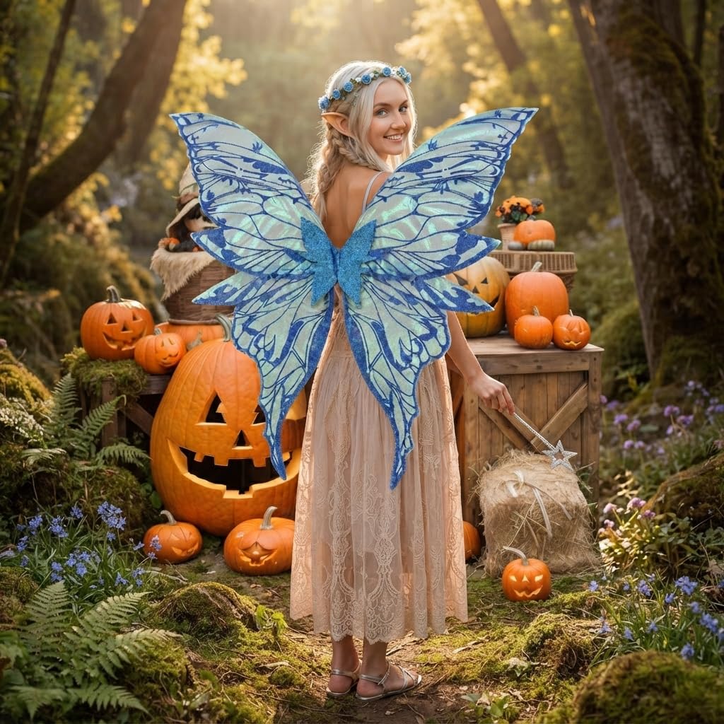 4pcs Halloween Fairy Wings Set for Girls Women Fairy Wings for Adult