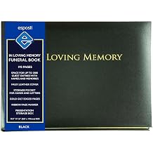 Esposti In Loving Memory Funeral Guest Book, 10.5 x 7.6 Inch, Black, 2880 Inner Pages, Gold Gilt Edged Pages, Presentation Box