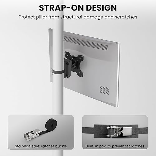 Miniatura 7 de ZeboZap ZZTVS2011 - Soporte de TV para kiosco al aire libre para pantallas de 13 a 27 pulgadas  Soporte de poste con correa para cenador, patio,