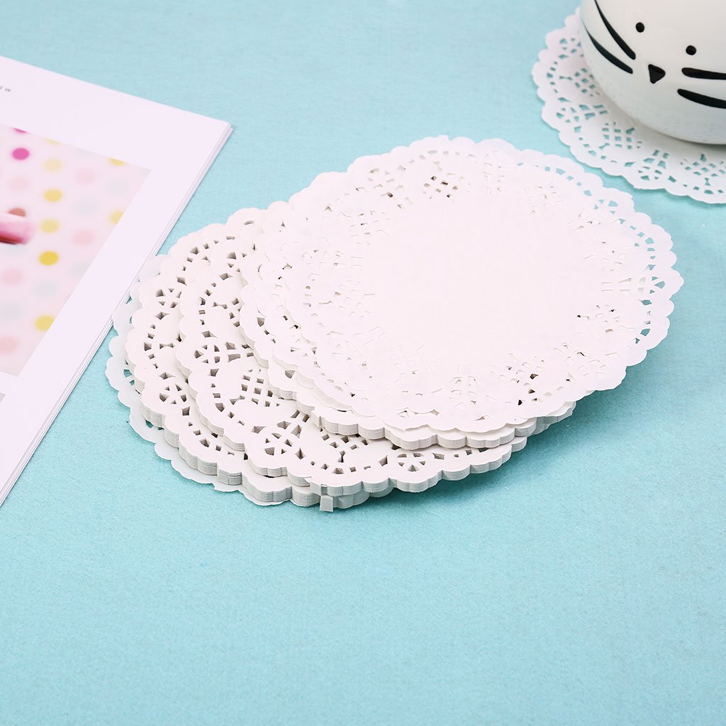 200 Napperons Dentelle Ronde Blanc - 3.5 Pouces - Pour Mariage, Desserts, Décoration Table