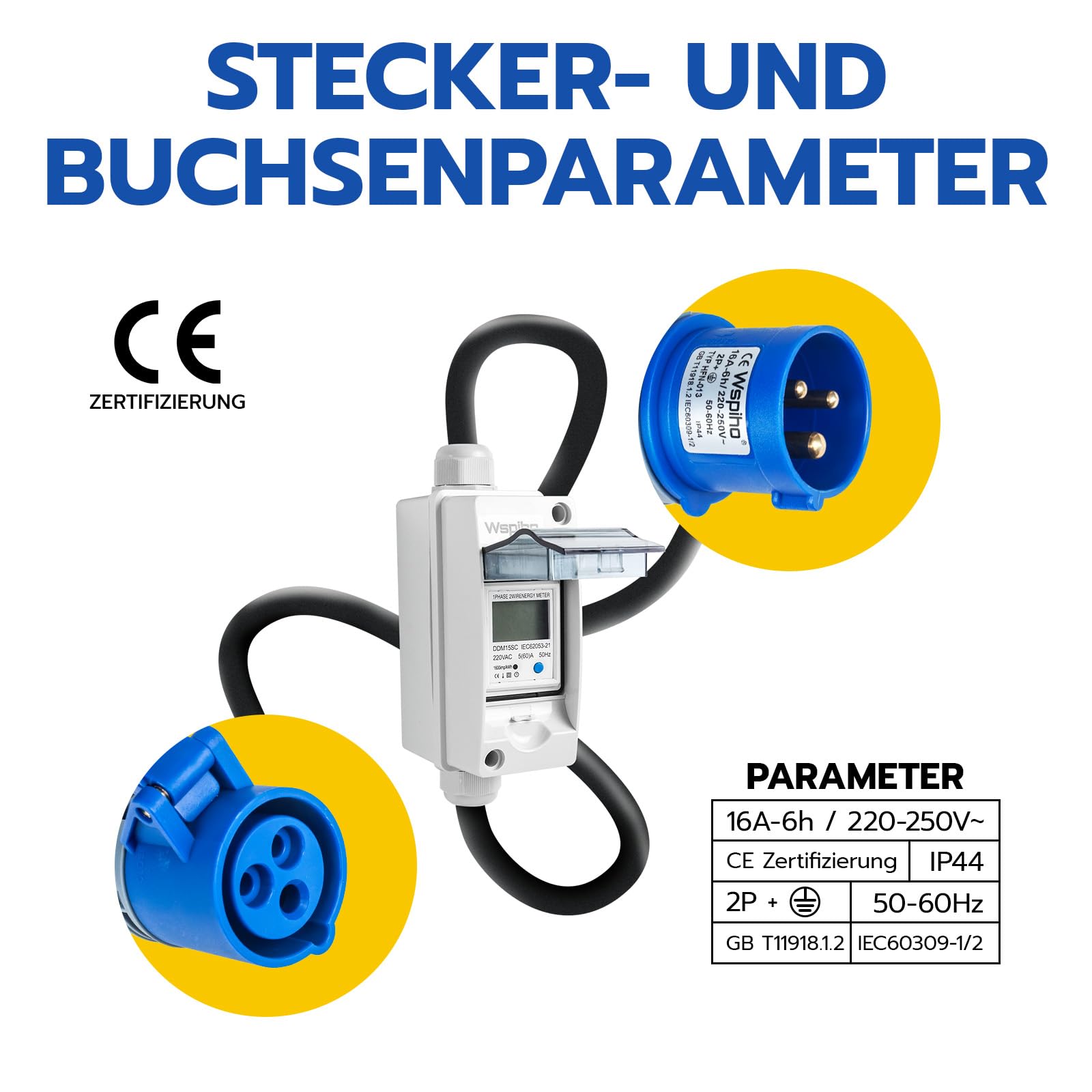 WSPIHO 230VAC 16A Mobiler Digitaler Stromzähler Für WSPIHO 230VAC 16A Mobiler Digitaler Stromzähler Für