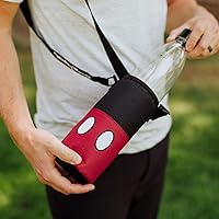Vista 4 de Picnic TIME Disney Mickey Mouse Shorts Shorts Bottle Cooler, Water Bottle Holder, Insulated Water Bottle Cooler Bag, (Black with Red Pattern)