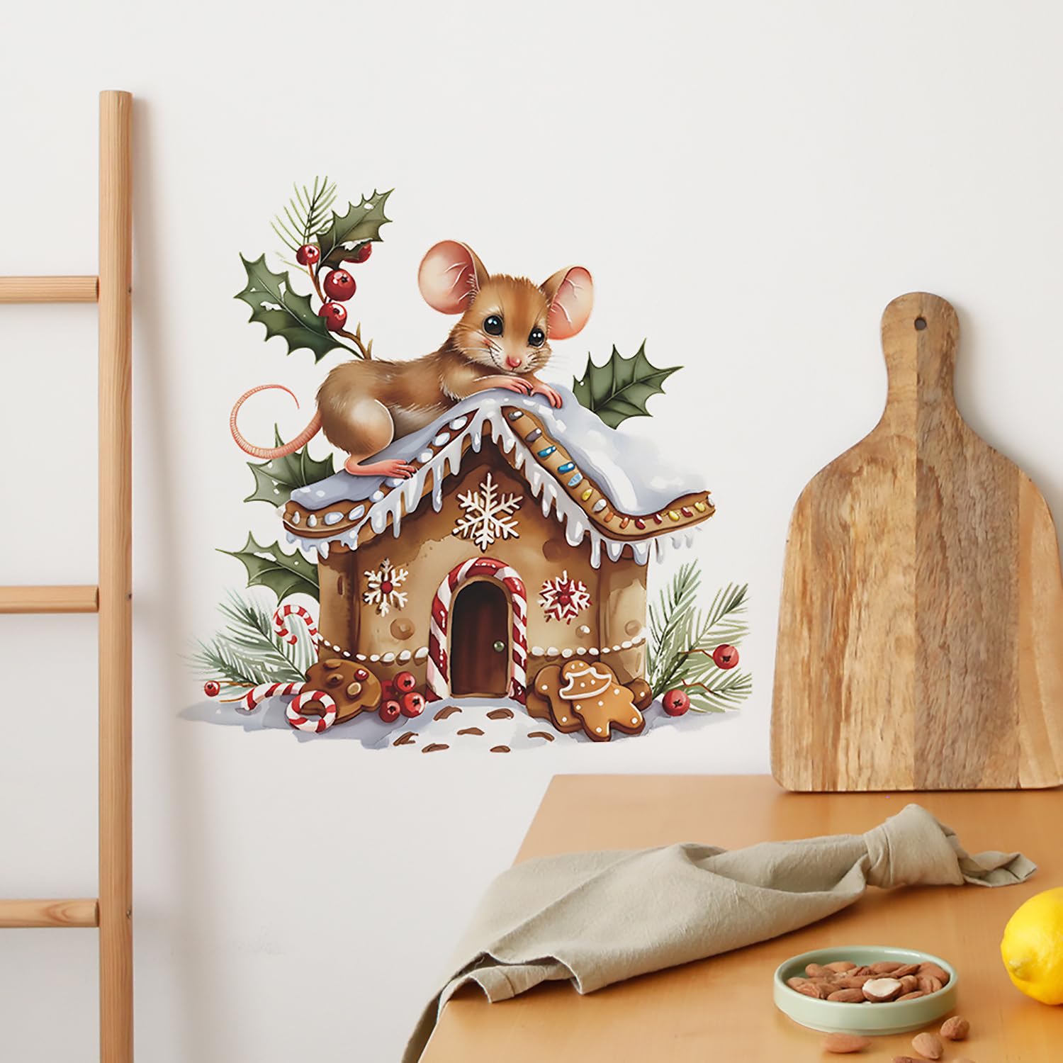 Winter Snow House Wall Stickers - Removable Cute Mouse Wall Decor for Kid Room &amp; Party Decorations