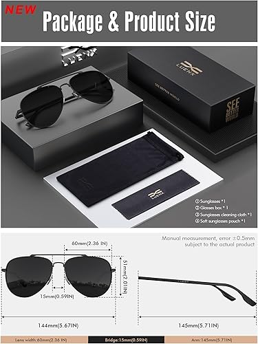 Miniatura 3 de LUENX Aviator - Gafas de sol polarizadas para hombres y mujeres protección UV 400 con funda 60MM