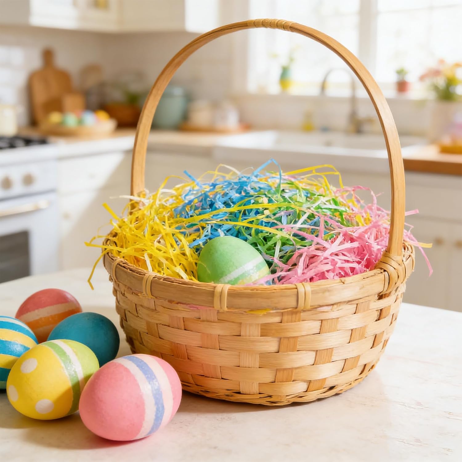 Dnicukii 300g(10oz) Easter Grass 6 Colors, Easter Grass Basket Filler Bulk for Easter Hunt Decor Basket Stuffers Wedding BirthdayWedding Party Favo