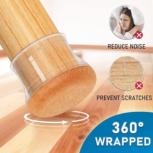 Miniatura 26 de 24 protectores de suelo para patas de silla, protectores de silicona negra para patas de silla, cubiertas para suelos de madera dura, almohadillas