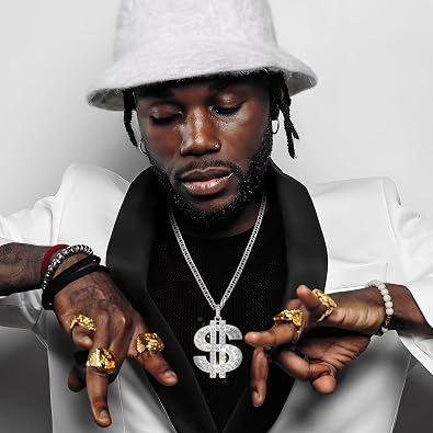 Romass 2 Pcs Dollar Necklace for Men,Gold/Silver Plated Chain for Men with Dollar Sign Pendant Necklaces, 80/90s Hip Hop Dollar Necklace Halloween Gifts