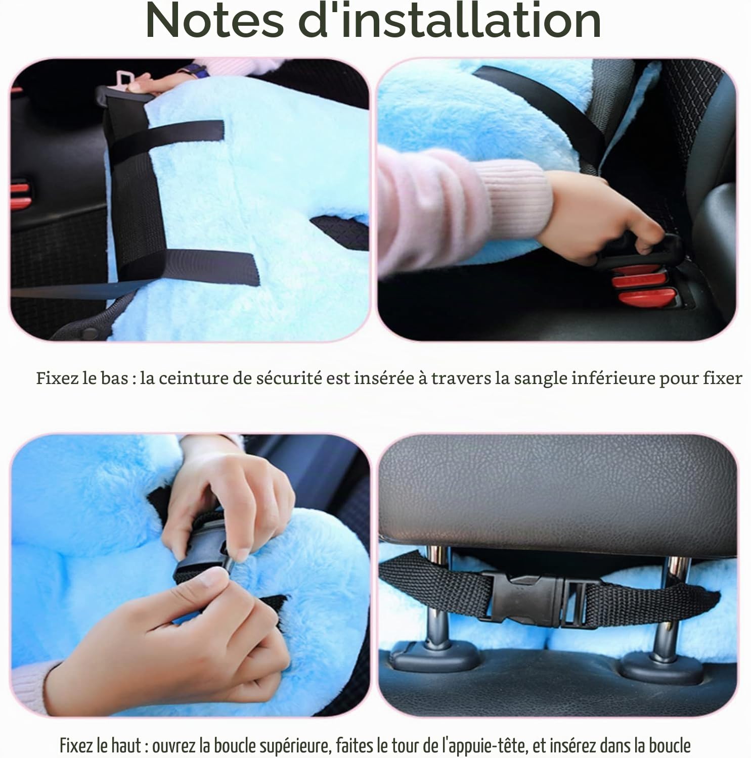 Oreiller de voiture de voyage pour enfants, coussin de voiture pour dormir, soutien de la tête et du corps, oreiller en forme de U pour voyage (gris)