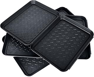 AKOLAFE 6 Pack Plastic Boot Tray for Entryway Indoor 13.8x10.8x1.2 Inch Wet Shoe Mat for Mudroom Narrow Boot Mat Square Dog Bowl for Food and Water Cat Pet Food for Floors Mud Outdoor