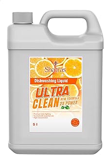 Shatras Dishwash Liquid Gel Orange Can Jar, long-lasting hygienic & refreshing, Leaves No Residue, Grease Cleaner For All Utensils, Dishwashing Liquid 5L