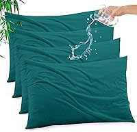 Vista 36 de Funda de almohada impermeable de bambú y rayón de Gogreen, funda de almohada transpirable, protector de almohada refrescante con cremallera, funda