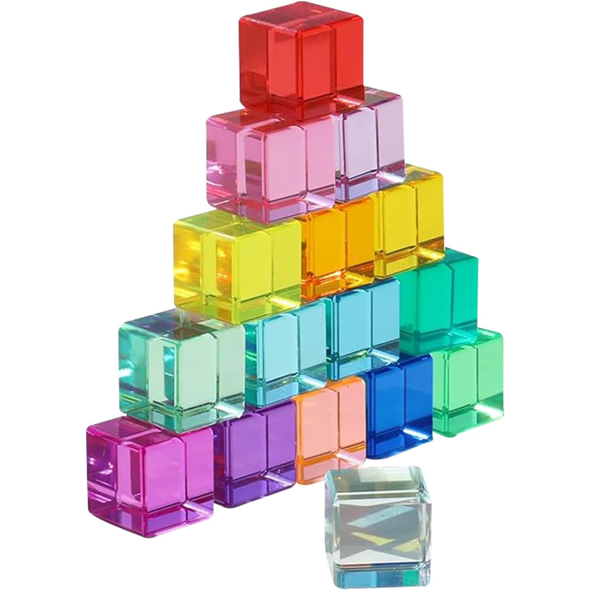 Gwezmxs Colour Block Acrylic, Sensory Learning Building, Set of 16 Colourful Gemstone Blocks