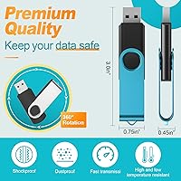 Vista 5 de Kepmem 32GB USB Stick Pack of 10 USB 2.0 Memory Sticks Bulk, Metal 32 Giga Flash Drive Swivel Pendrive Portable Keychain Pen Drives 32 GB Colorful