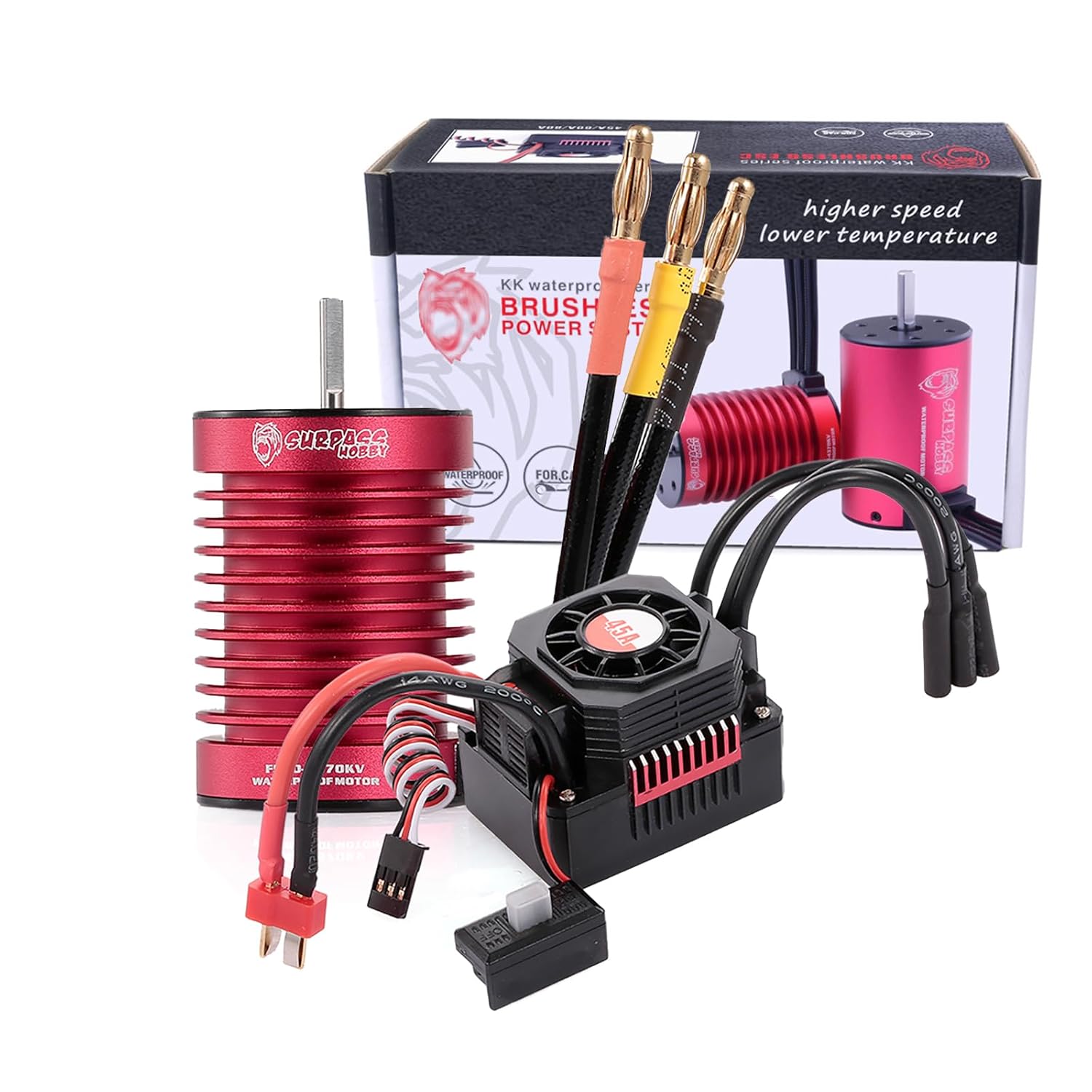 Surpass Hobby Waterproof F540 4370KV Brushless Motor Combo, 3650 Brushless Motor with 45A ESC Combo Set for 1/10 Scale RC Toys Indispensable Accessory for Modification Enthusiasts