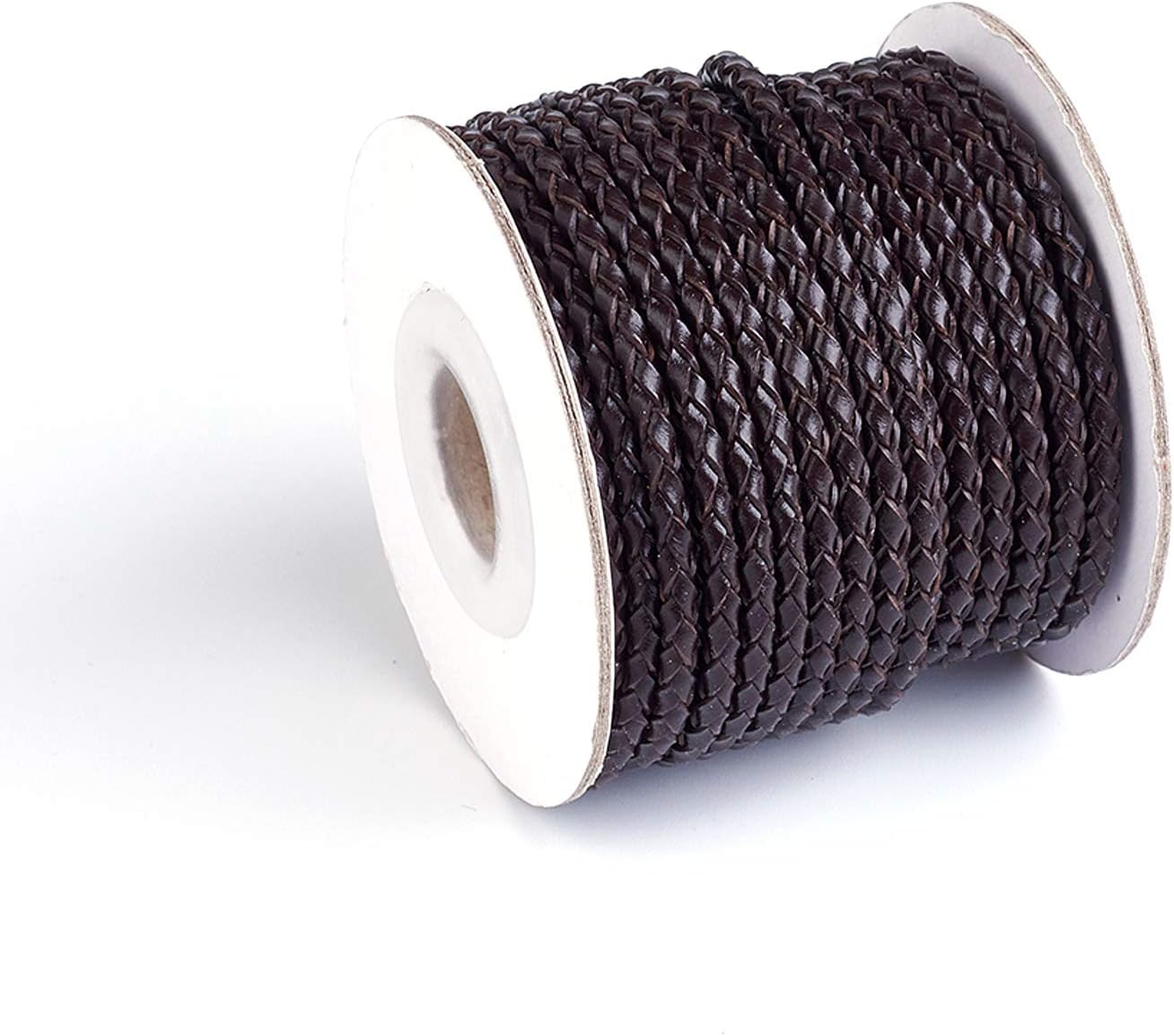 Craftdady 10.9 Yard Round Braided Leather Cord 3mm Genuine Leather Bolo Cord Macrame Rope Strap for Jewelry Making Crafting Wrapping, Black