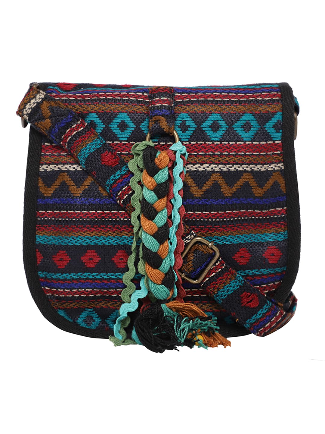 The House of tara Ethnic Handloom Crossbody Sling Bag | Embellished with Tassels and Trims. Flap Closure Snap Button | Mul... - Review, Price and Buying Guide