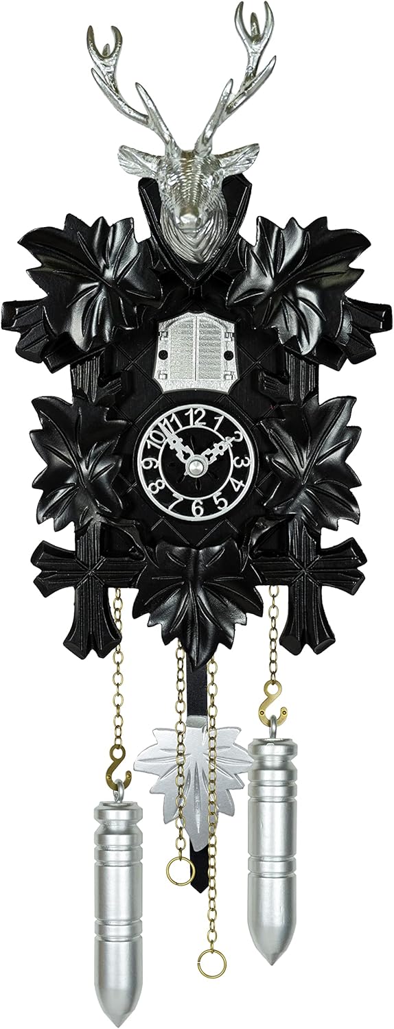 Trenkle Quartz Cuckoo Clock 5 Leaves, Head of a Deer with Music