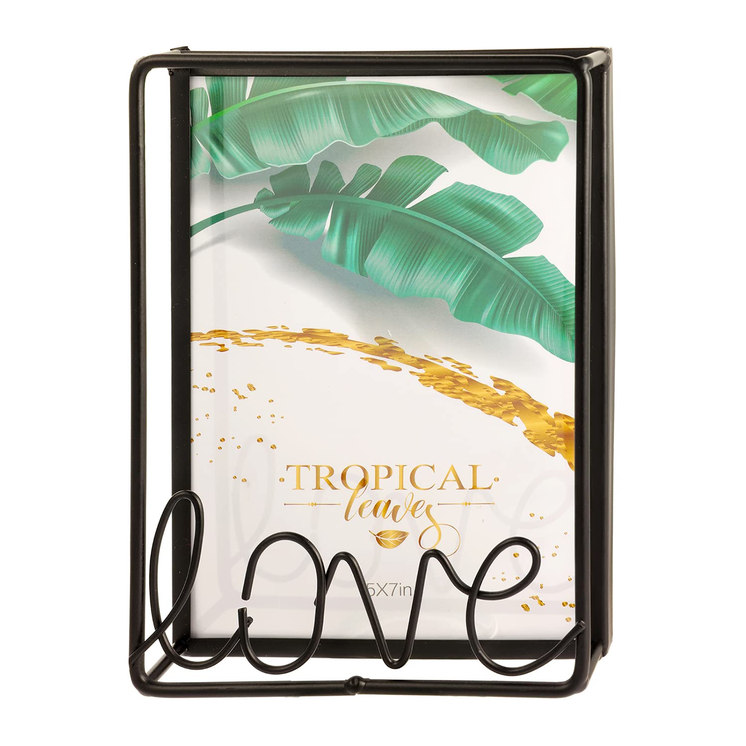 MKUN Metal Photo Collage Frame - tabletop Picture Frame with LOVE Decoration for Desk (Black, 5x7)