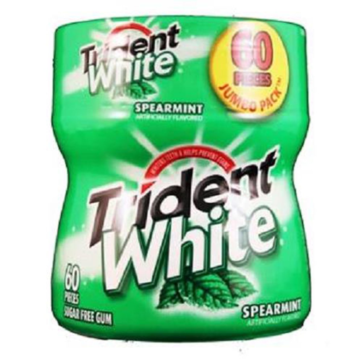 Trident White, Gum Spearmint - Bottle, Count 4 (60Pcs) - Gum / Grab Varieties & Flavors