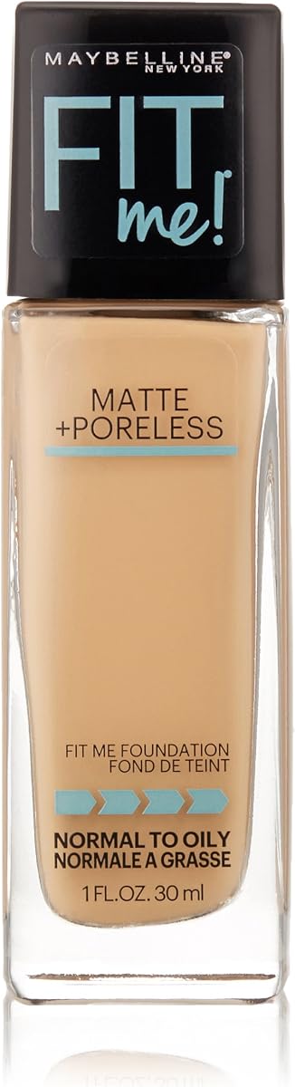 Maybelline New York Fit Me Matte Plus Base de maquillaje sin poros, color beige, 1 onza líquida