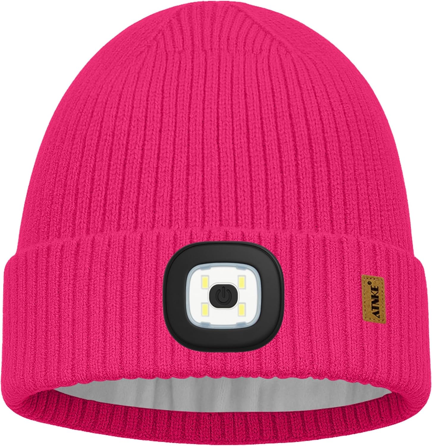 ATNKE LED Lighted Lined Fleece Beanie Cap,USB Rechargeable 4 LED Running Headlamp Hat with Light Gifts for Men and Women - Image 2