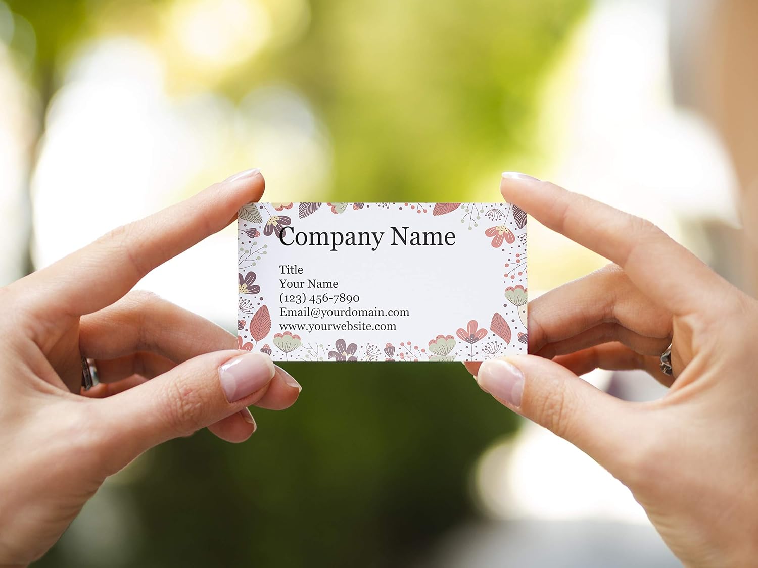 Personalized Floral Design Business Cards 3.5" x 2" - Recycled or Matte Card Stock - 100% Made in the U.S.A. - Over 20 Floral Designs! (Flower Border)