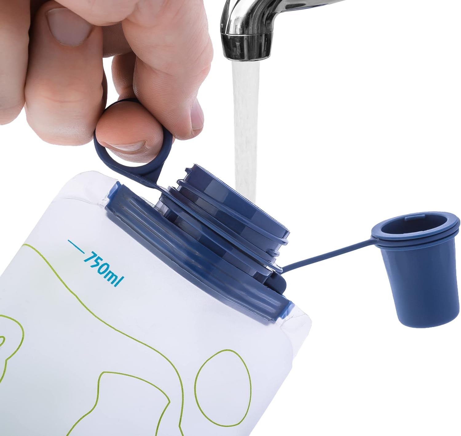 Mazama Aquabend, Collapsible Soft Water Bottle Leakproof Bite Valve Reusable BPA-Free Ultralight Travel Water Bottle Flask for Running, Gym, Camping, Hiking, Travel, Sports. (750ml) - Image 7