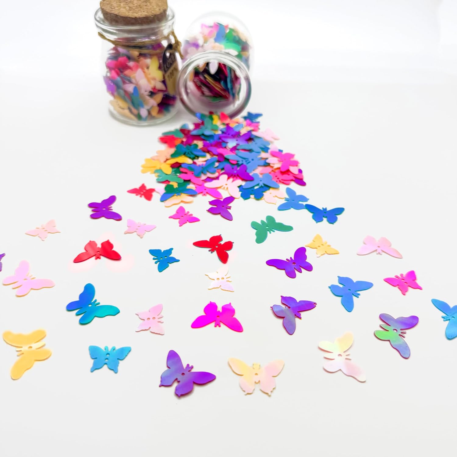 Butterfly Confetti for Party Decorations, Gradient of Sparkling Shiny Foil Table Scatter, Colorful Wedding Birthday Baby Shower Supplies, 3 Sizes Butterfly Sequins for DIY Crafts