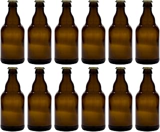 330 ml Bierflasche Steinie braun aus Glas im 12er Set mit passenden Kronkorken für Bier Craft-Bier Limonade Sirup