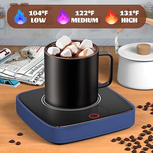 Miniatura 2 de Calentador de taza de café, calentador inteligente de tazas de café para escritorio, uso en casa y oficina con 3 ajustes de temperatura, calentador