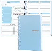 Undated Weekly Planner with Goal & Habit Tracker Notebook, Small A5 to Do List Week Planners Spiral Binding Personal Goal Journal Non Dated Weekly Planner Simple Agenda Planners for Work Kids School