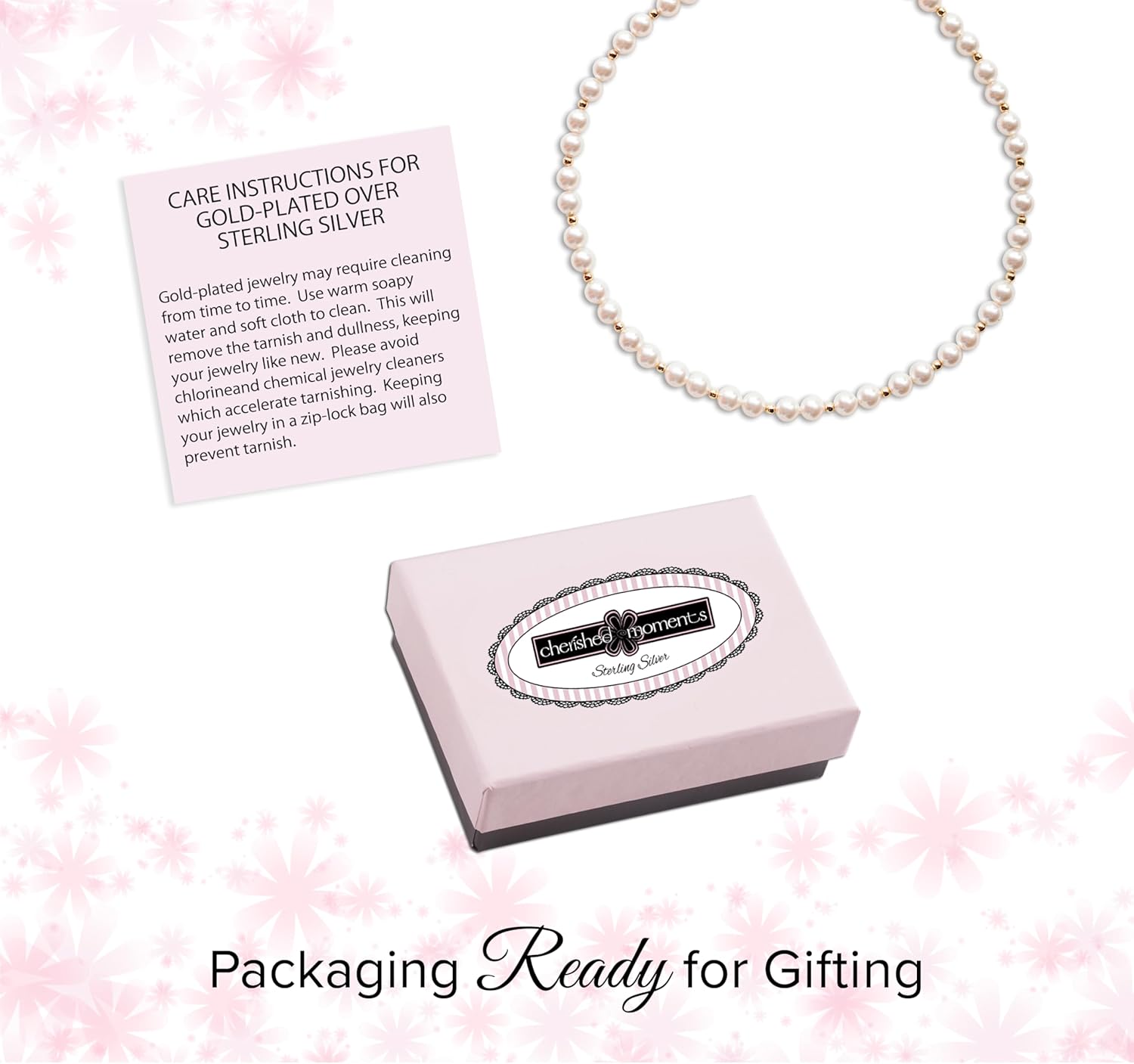 Cherished Moments Children's 14K Gold-plated over 925 Sterling Silver Bracelet with White Simulated Pearls for Babies, Infants, Toddlers, and Girls - Image 5