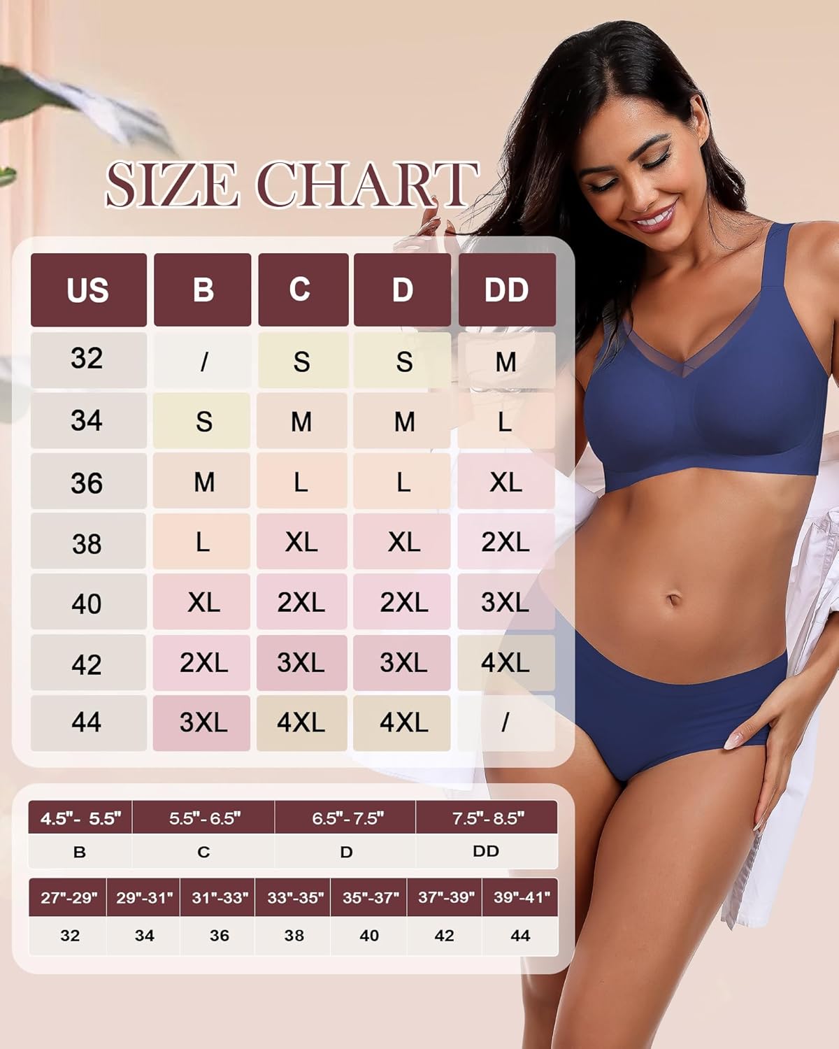 HORISUN Seamless Mesh Lace Bras for Women No Underwire Wireless Bras with Support and Lift Full Coverage Deep V Bralettes - Image 7