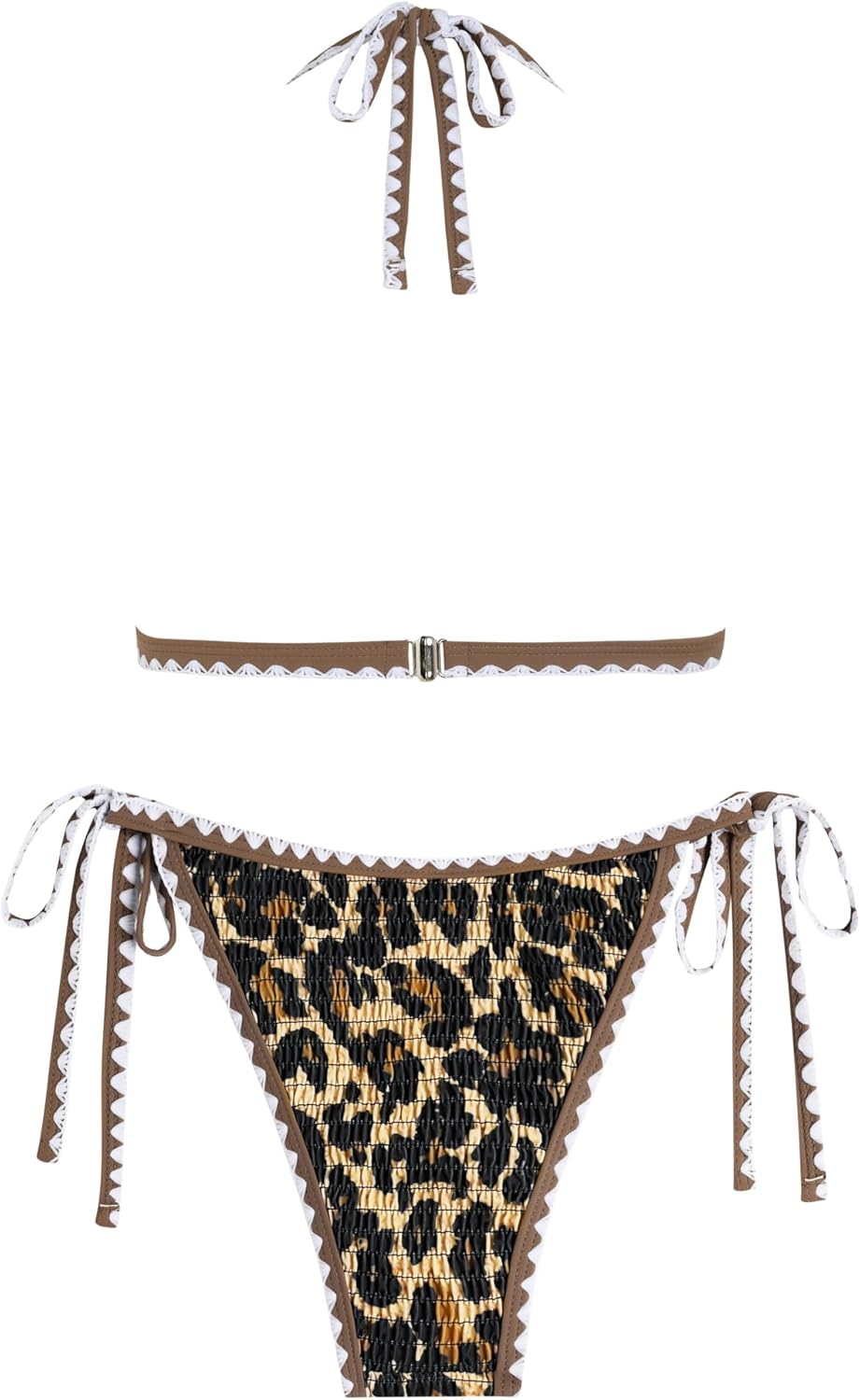 ZAFUL 2 Piece Swimsuit Women String Bikini Set Tie Side Thong Bathing Suit Halter Triangle Tops with Low Rise Cheetah Print Bikini Bottoms Leopard XL - Image 7