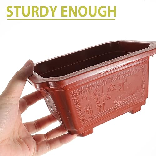 Miniatura 4 de ERINGOGO Kit de árbol bonsái, 10 macetas de entrenamiento para bonsái, 7 x 5 x 3 pulgadas, maceta ovalada de plástico con agujeros de drenaje,