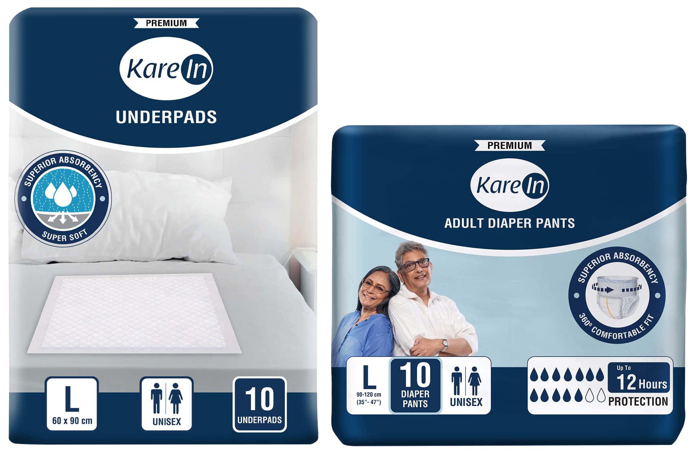 Kare In Premium Adult Diaper Pants, Large 90-120 Cm (35"- 47"), Unisex, Leakproof, Elastic Waist, Wetness Indicator, 10 Count & Kare In Underpads Large,Size 60 x 90cm,High Absorbency 10 Pcs-image-15