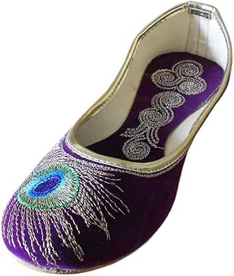 Kalra Creations Women's Indian Traditional Velvet Ethnic Mojari Flats