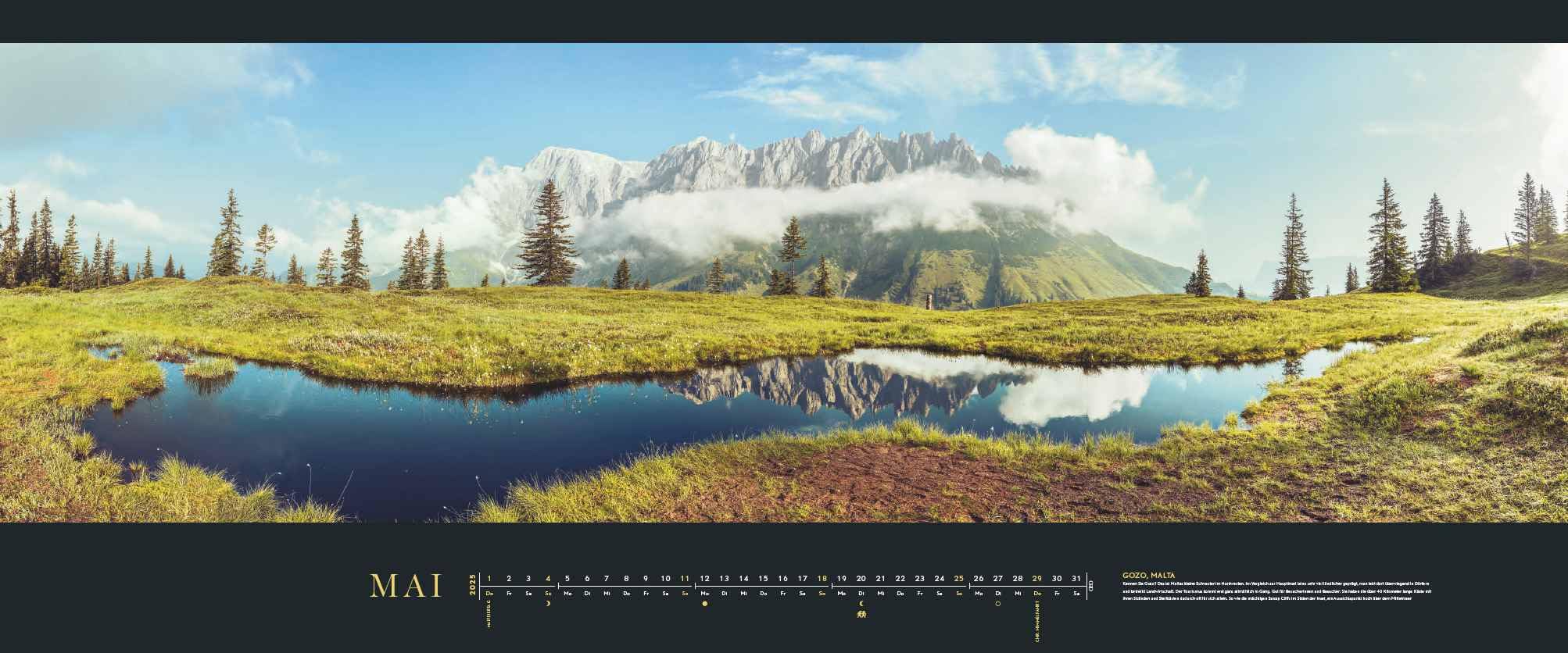 GEO - Panorama: Orte der Stille 2025 - Wandkalender für Ruhe und Besinnung, Großformat 120x50 cm, mit Bildern Ruhiger Refugien