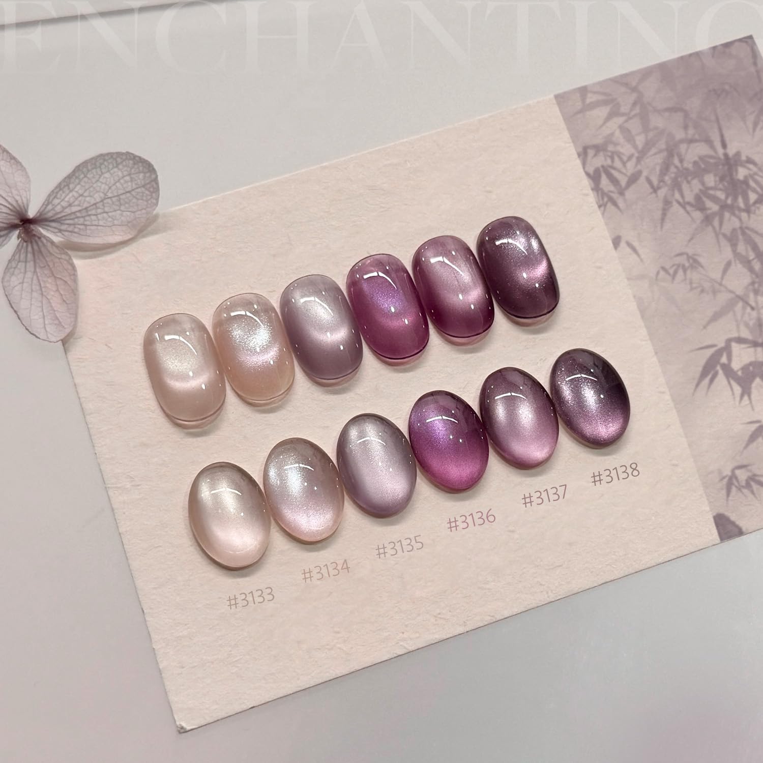 GAOY Purple Cat Eye Gel Nail Polish Kit with Magnet, 6 Colors Glitter Holographic Nail Polish Set, UV Cure Gel for DIY Manicure at Home
