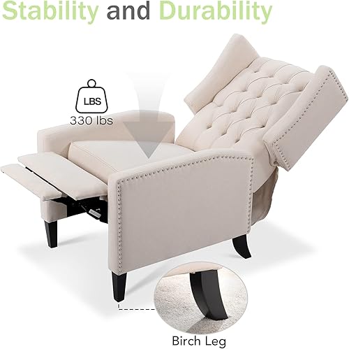 Miniatura 13 de Sillas reclinables para adultos, sofá reclinable ajustable con respaldo de ala con reposapiés extendido, sillas reclinables modernas de tela, sillas