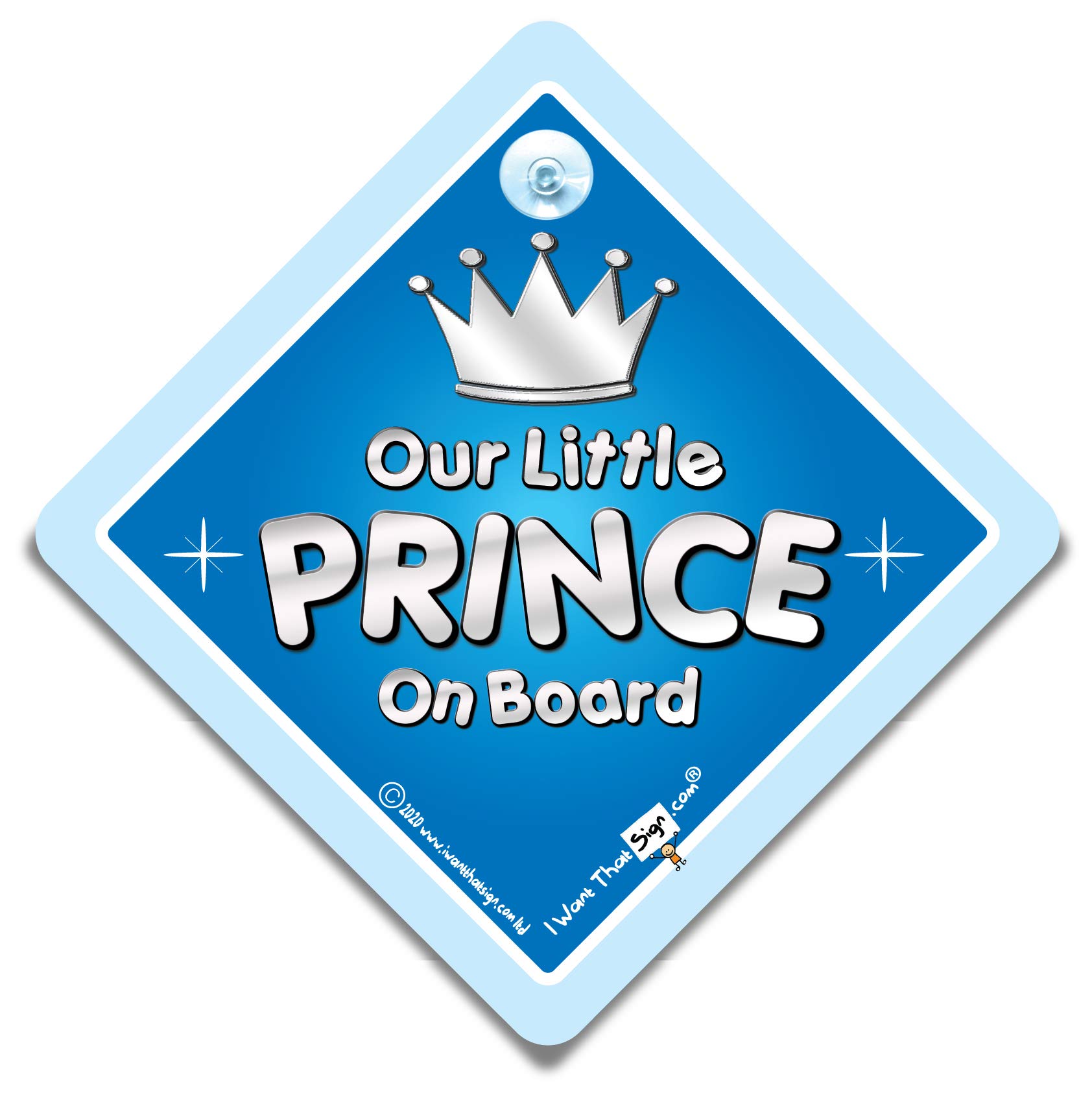 Our Little Prince On Board Car Sign, Baby On Board Sign With Suction Cup, Prince In Car Sign